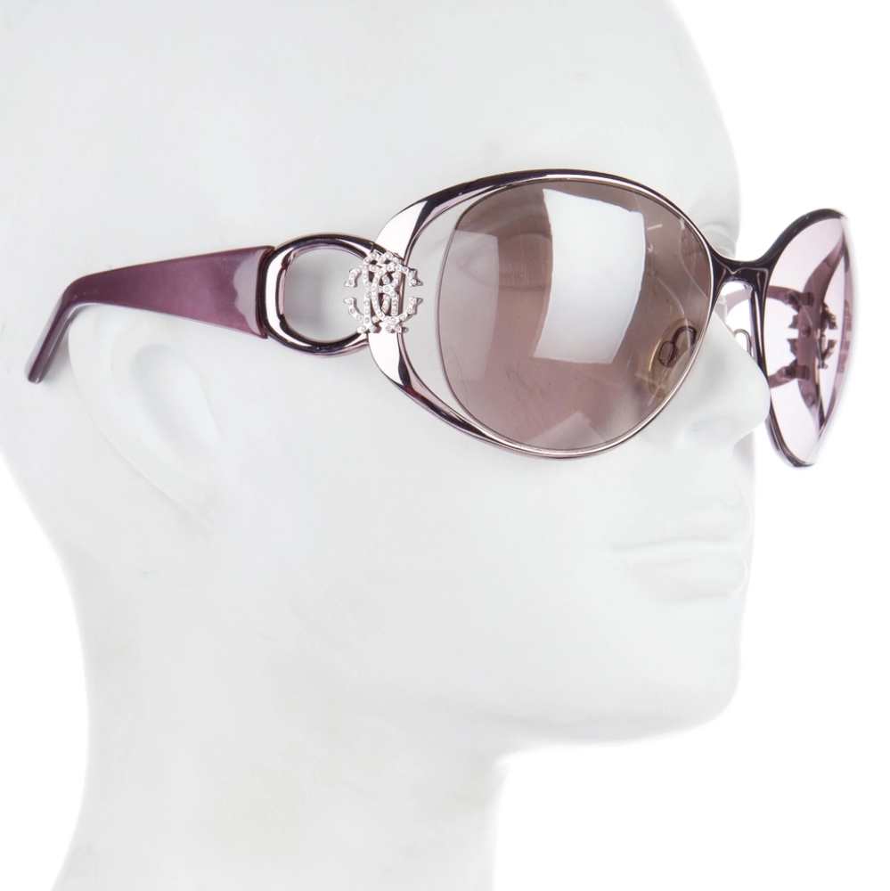 Roberto Cavalli Purple Gradient Oval Sunglasses with Silver Logo Detail